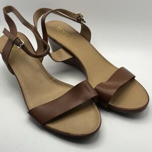 Franco Sarto Dulce Women's Brown  Ankle Buckle Strap Wedge Heeled Sandals 10 M‎